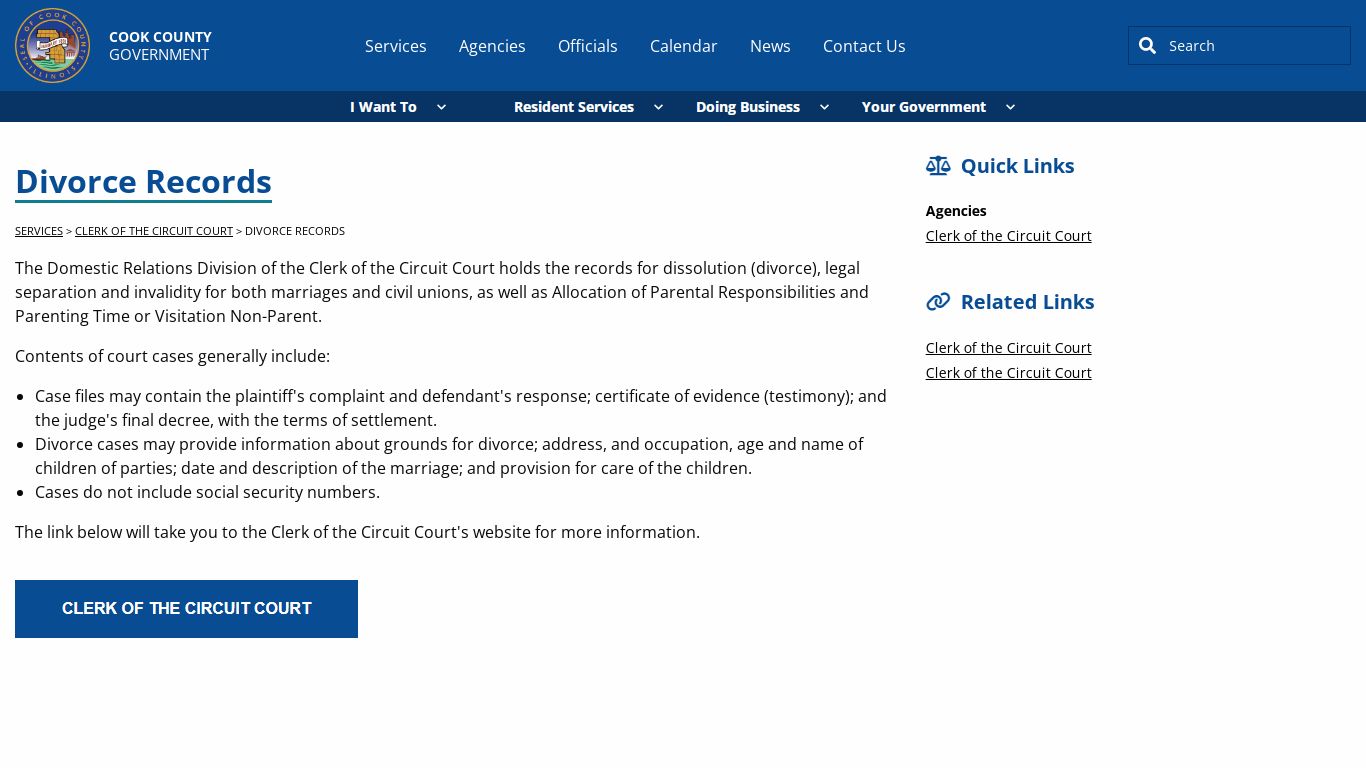 Divorce Records - Cook County, Illinois